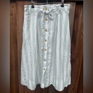 A New Day Green and White Striped A-Line Skirt